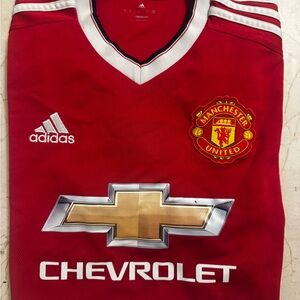 RARE Manchester United Adidas Red and Black Climacool Soccer Jersey Mens Medium